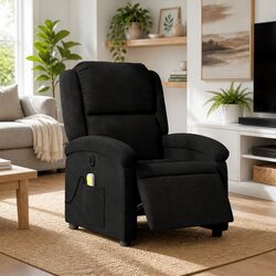 Electric Massage Recliner Chair in Black Fabric