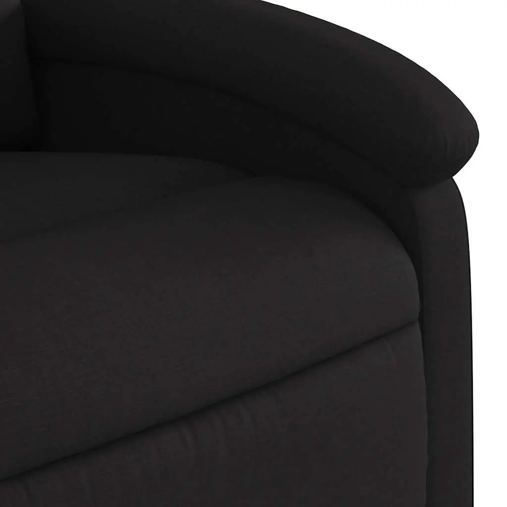 Electric Massage Recliner Chair Black Fabric 135 Degrees Wood and Metal