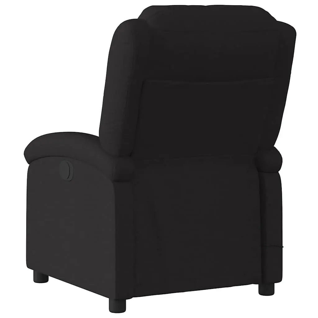 Electric Massage Recliner Chair Black Fabric 135 Degrees Wood and Metal