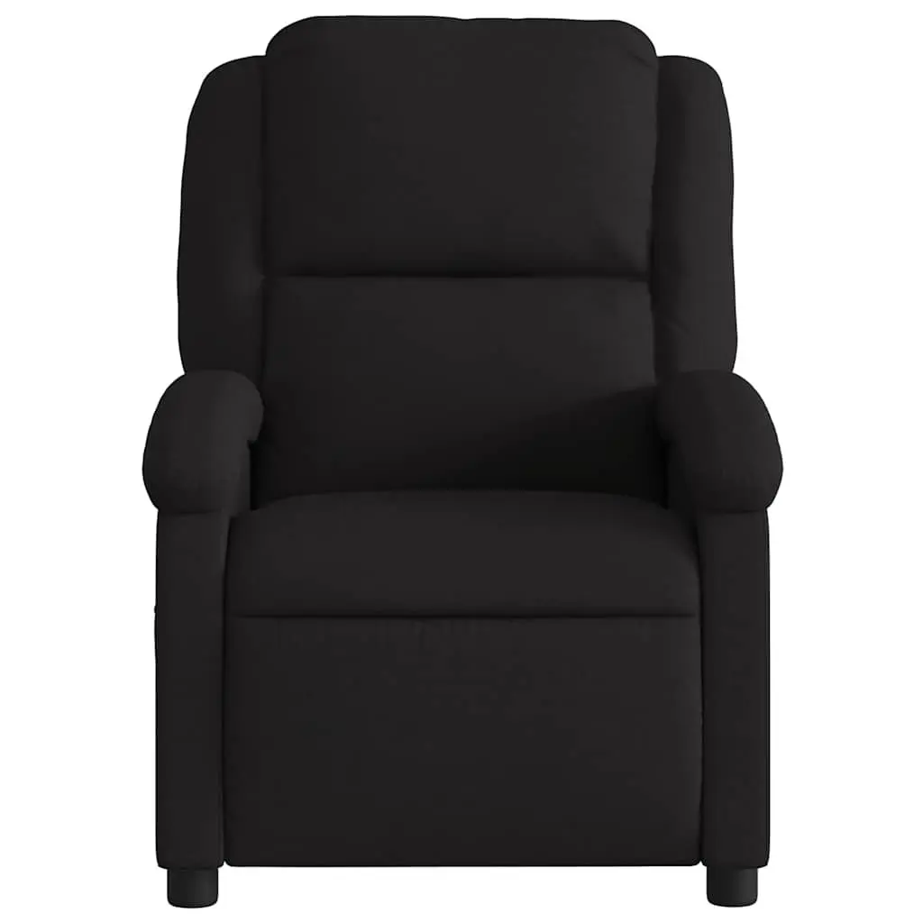 Electric Massage Recliner Chair Black Fabric 135 Degrees Wood and Metal