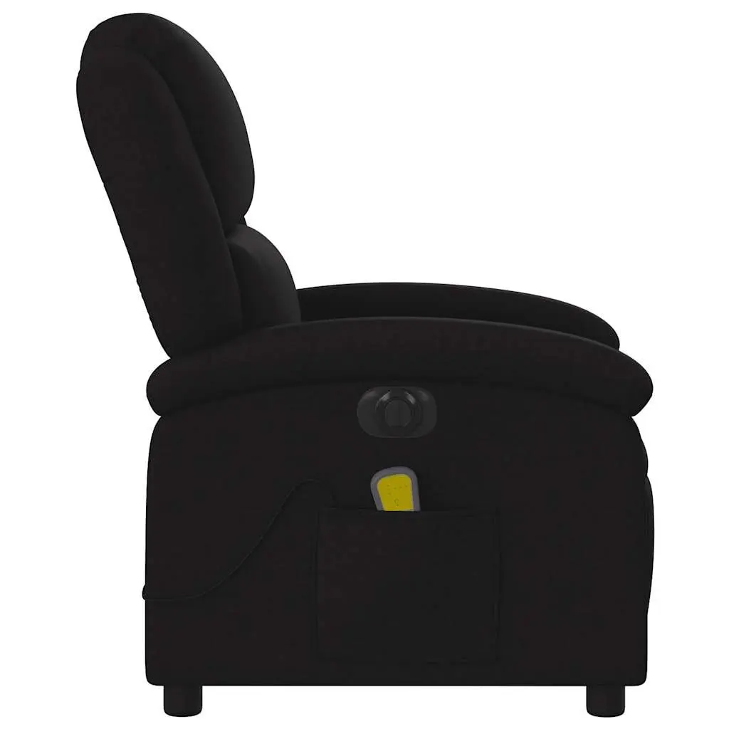 Electric Massage Recliner Chair Black Fabric 135 Degrees Wood and Metal