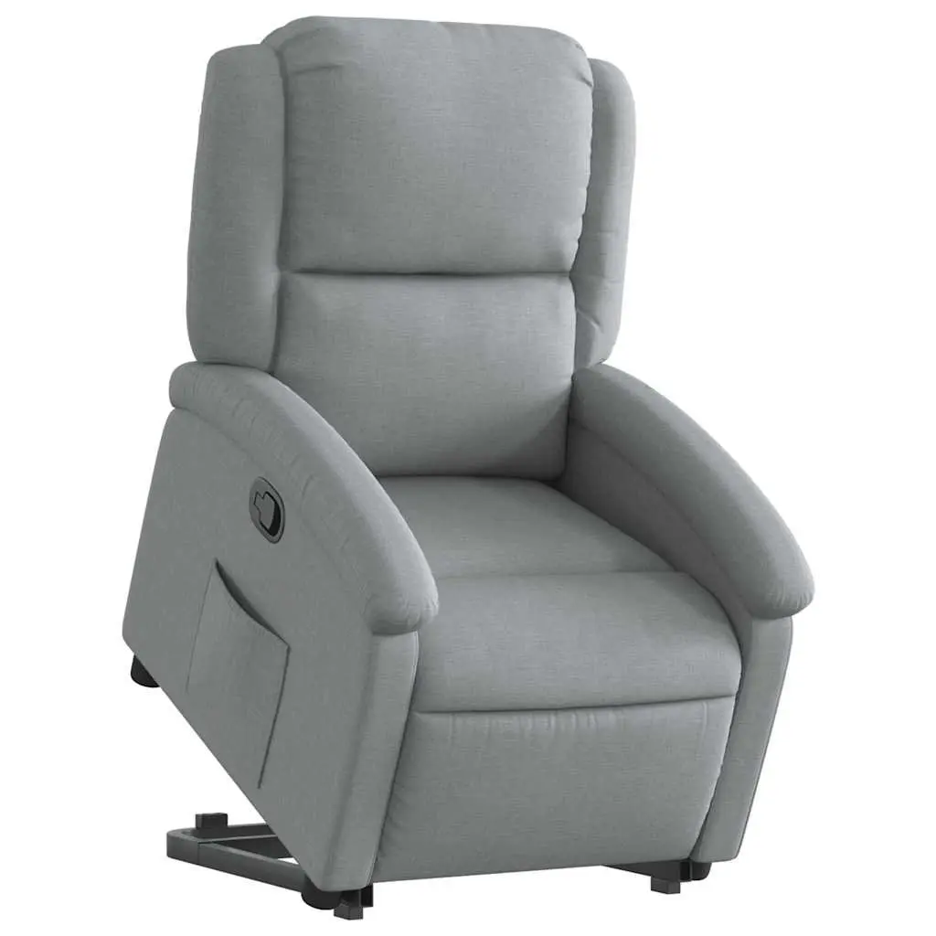 Stand Up Recliner Chair Light Grey Fabric Electric Power Lift Manual Reclining