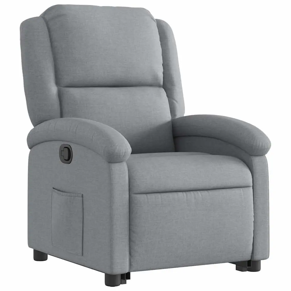 Stand Up Recliner Chair Light Grey Fabric Electric Power Lift Manual Reclining