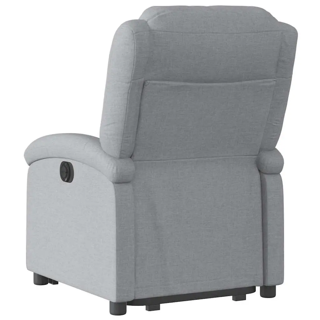 Stand Up Recliner Chair Light Grey Fabric Electric Power Lift Manual Reclining
