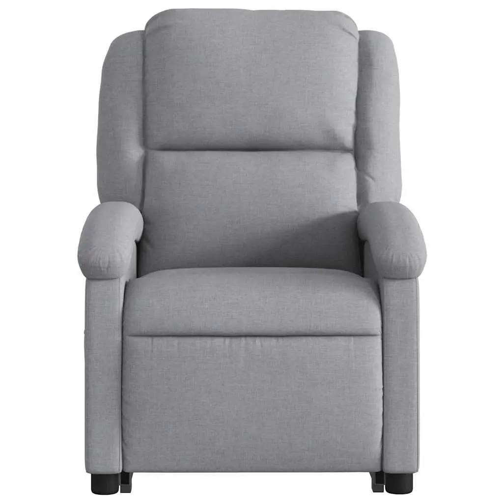 Stand Up Recliner Chair Light Grey Fabric Electric Power Lift Manual Reclining