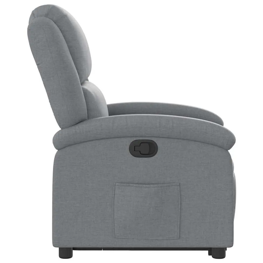 Stand Up Recliner Chair Light Grey Fabric Electric Power Lift Manual Reclining