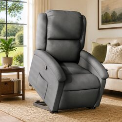 Comfortable Dark Grey Fabric Stand Up Recliner Chair
