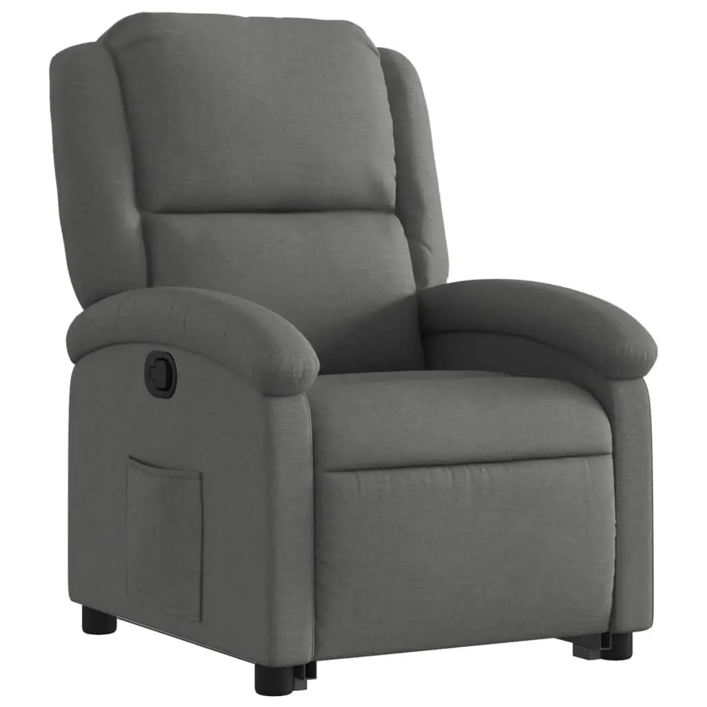 Recliner Chair Dark Grey Fabric Power Lift Electric Motor Manual