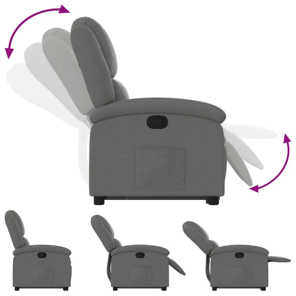 Recliner Chair Dark Grey Fabric Power Lift Electric Motor Manual