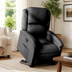 Cozy Electric Power Lift Recliner Chair in Black Fabric