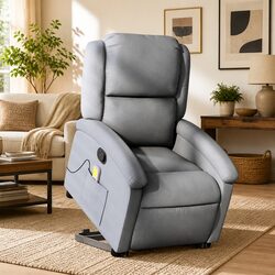 Electric Power Lift Massage Recliner Chair in Grey Fabric