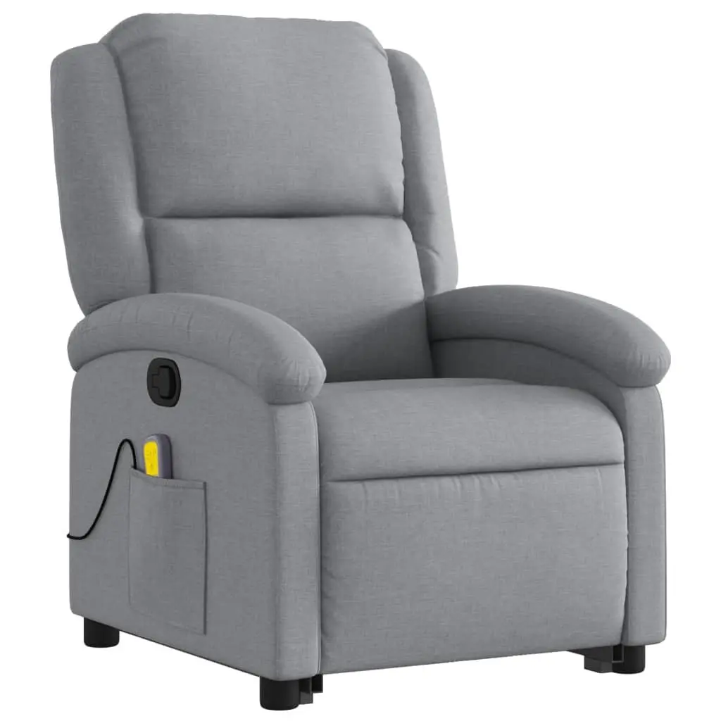 Electric Massage Recliner Chair Stand Up Grey Fabric 135 Degrees Wood and Metal Frame
