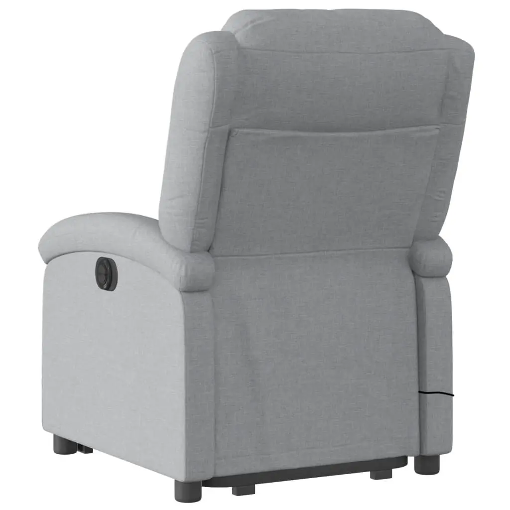 Electric Massage Recliner Chair Stand Up Grey Fabric 135 Degrees Wood and Metal Frame