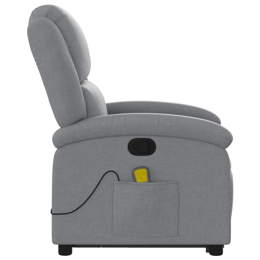 Electric Massage Recliner Chair Stand Up Grey Fabric 135 Degrees Wood and Metal Frame