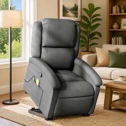 Electric Power Lift Recliner Chair in Grey Fabric
