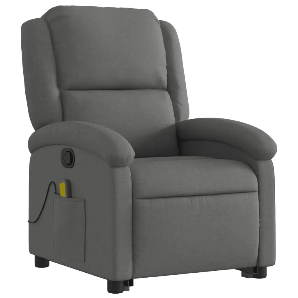 Electric Massage Recliner Chair Grey Fabric Power Lift Armchair