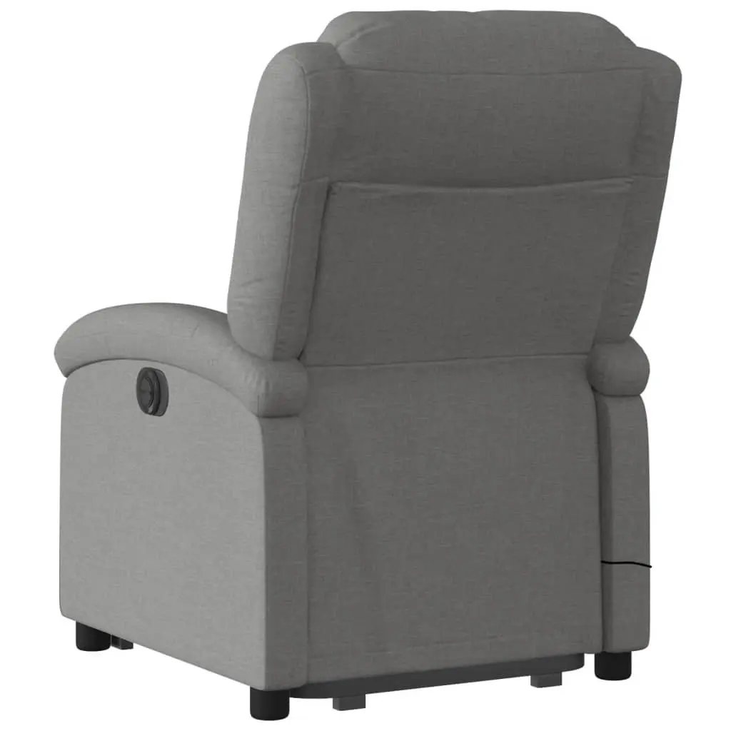 Electric Massage Recliner Chair Grey Fabric Power Lift Armchair