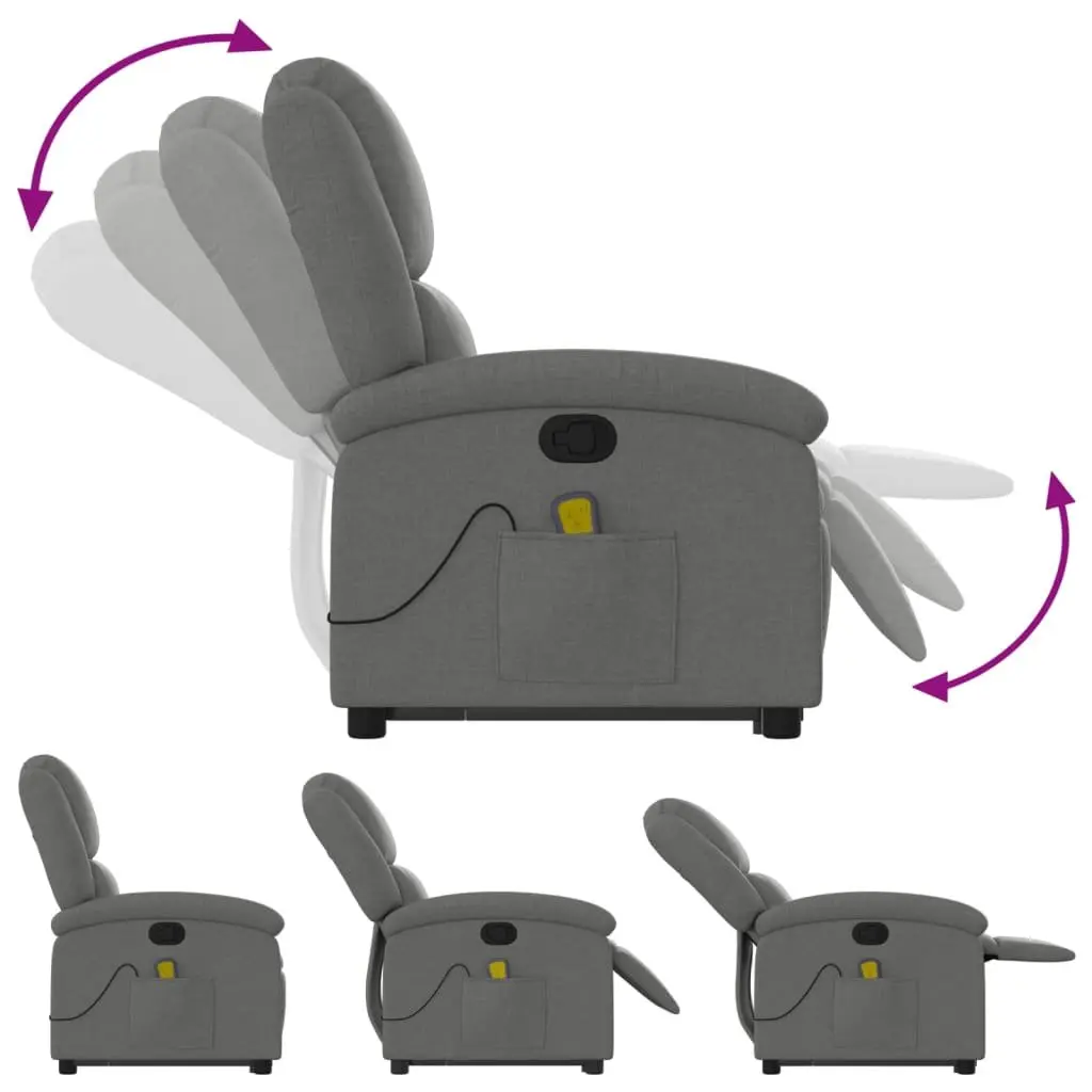 Electric Massage Recliner Chair Grey Fabric Power Lift Armchair