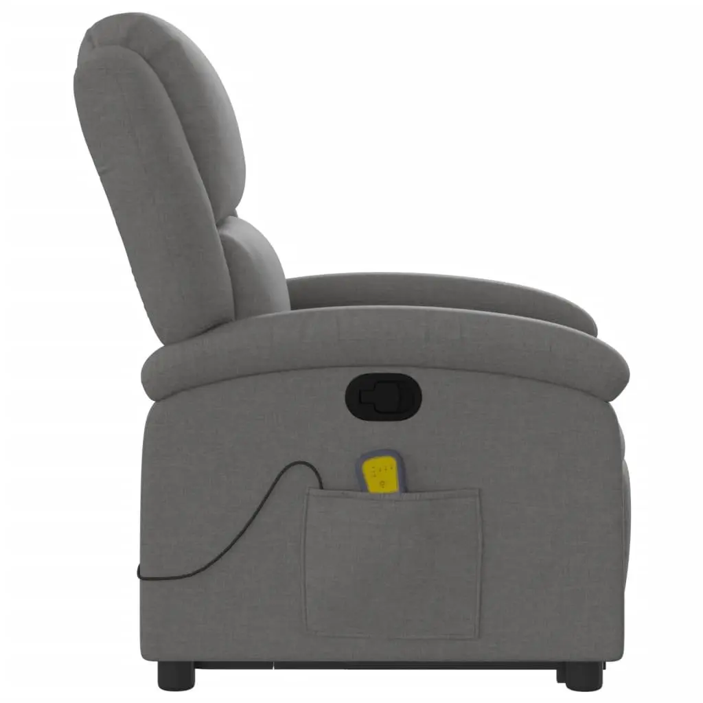 Electric Massage Recliner Chair Grey Fabric Power Lift Armchair