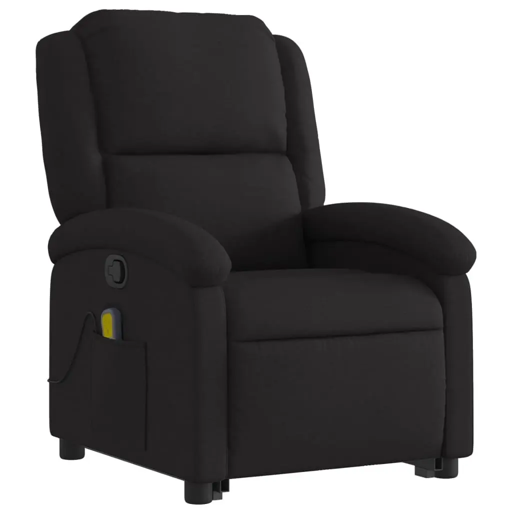 Electric Massage Recliner Chair Black Fabric Power Lift 135 Degrees Vibration Massage Wide Armrests
