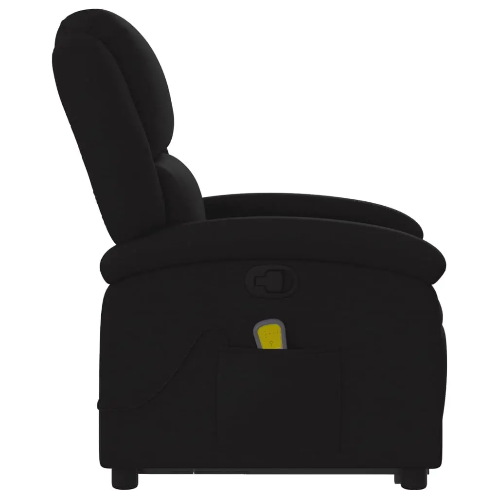 Electric Massage Recliner Chair Black Fabric Power Lift 135 Degrees Vibration Massage Wide Armrests