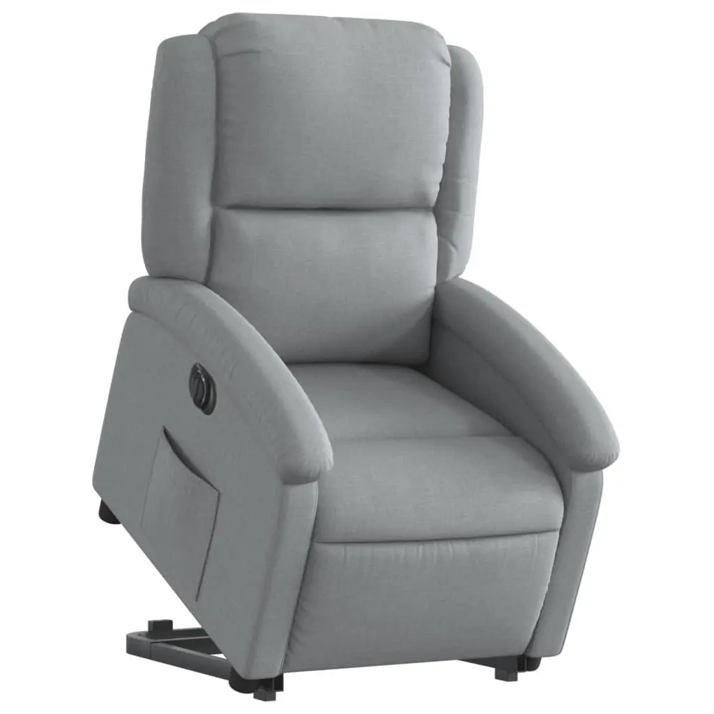 Electric Recliner Chair Light Grey Fabric Power Lift Armchair