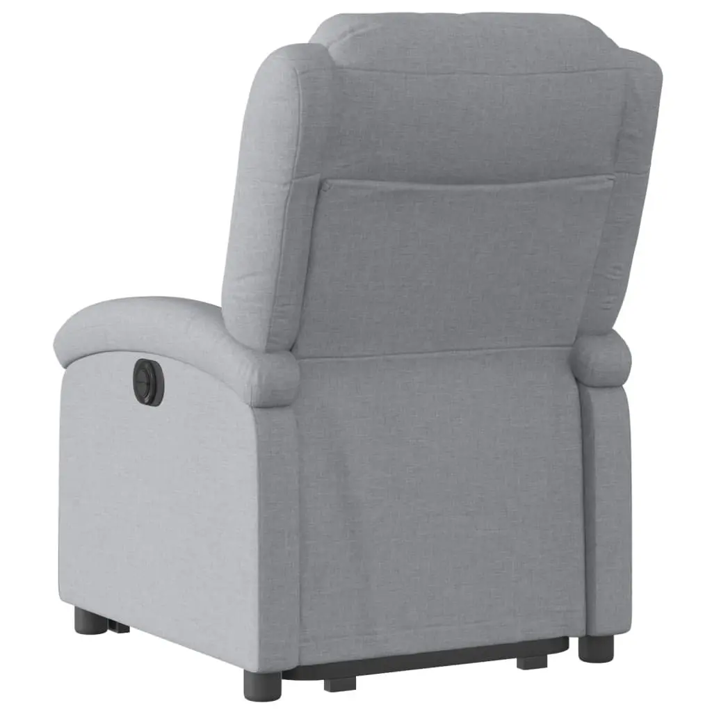 Electric Recliner Chair Light Grey Fabric Power Lift Armchair