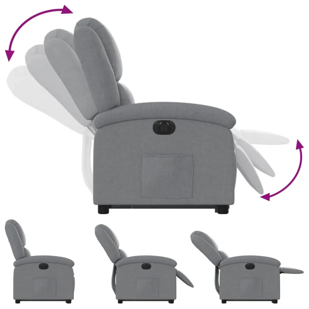 Electric Recliner Chair Light Grey Fabric Power Lift Armchair