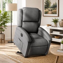 Electric Stand Up Recliner Chair in Grey Fabric