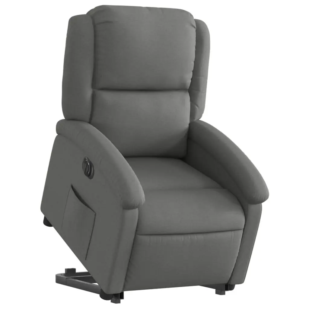Electric Stand Up Recliner Chair Grey Fabric Lift Armchair with Footrest
