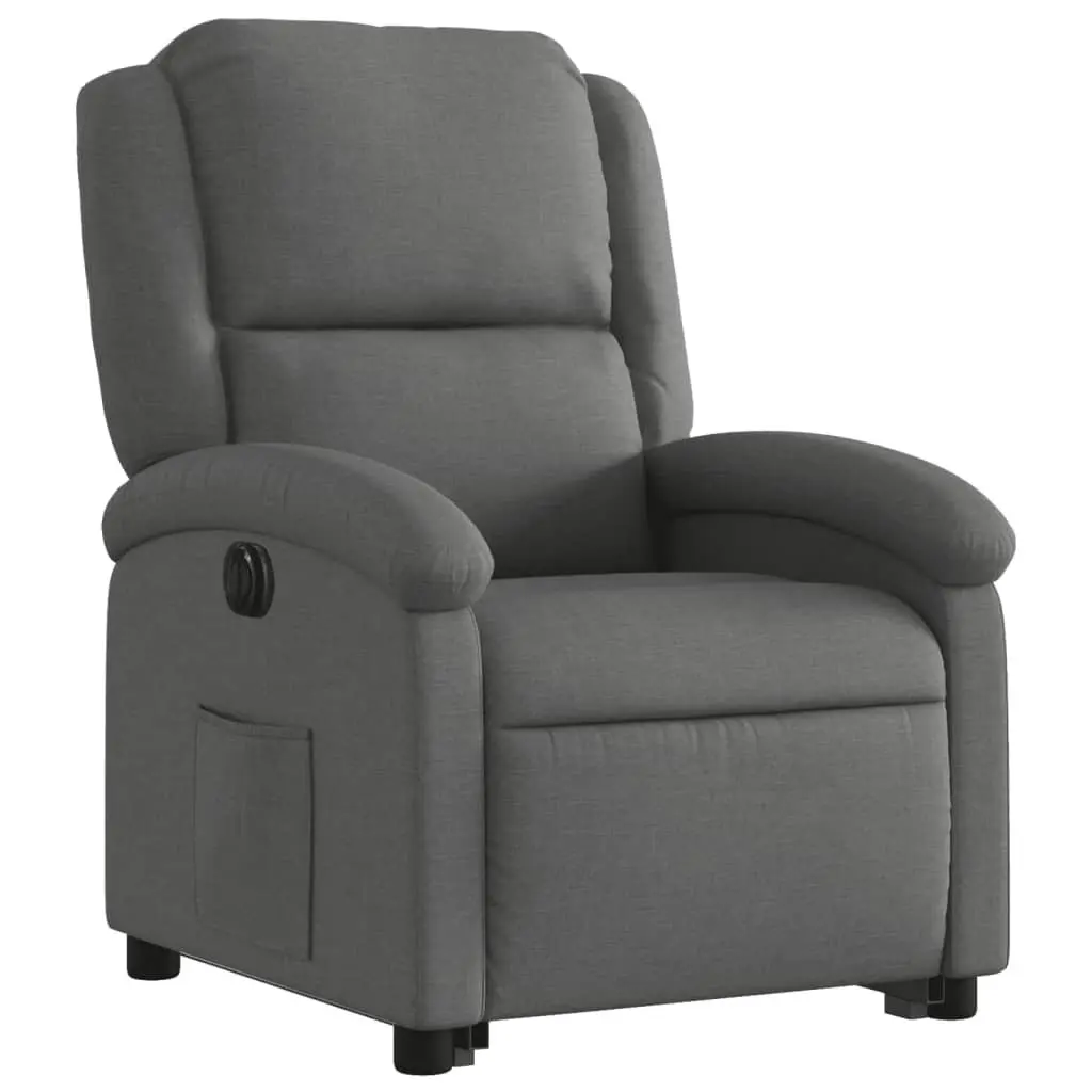 Electric Stand Up Recliner Chair Grey Fabric Lift Armchair with Footrest