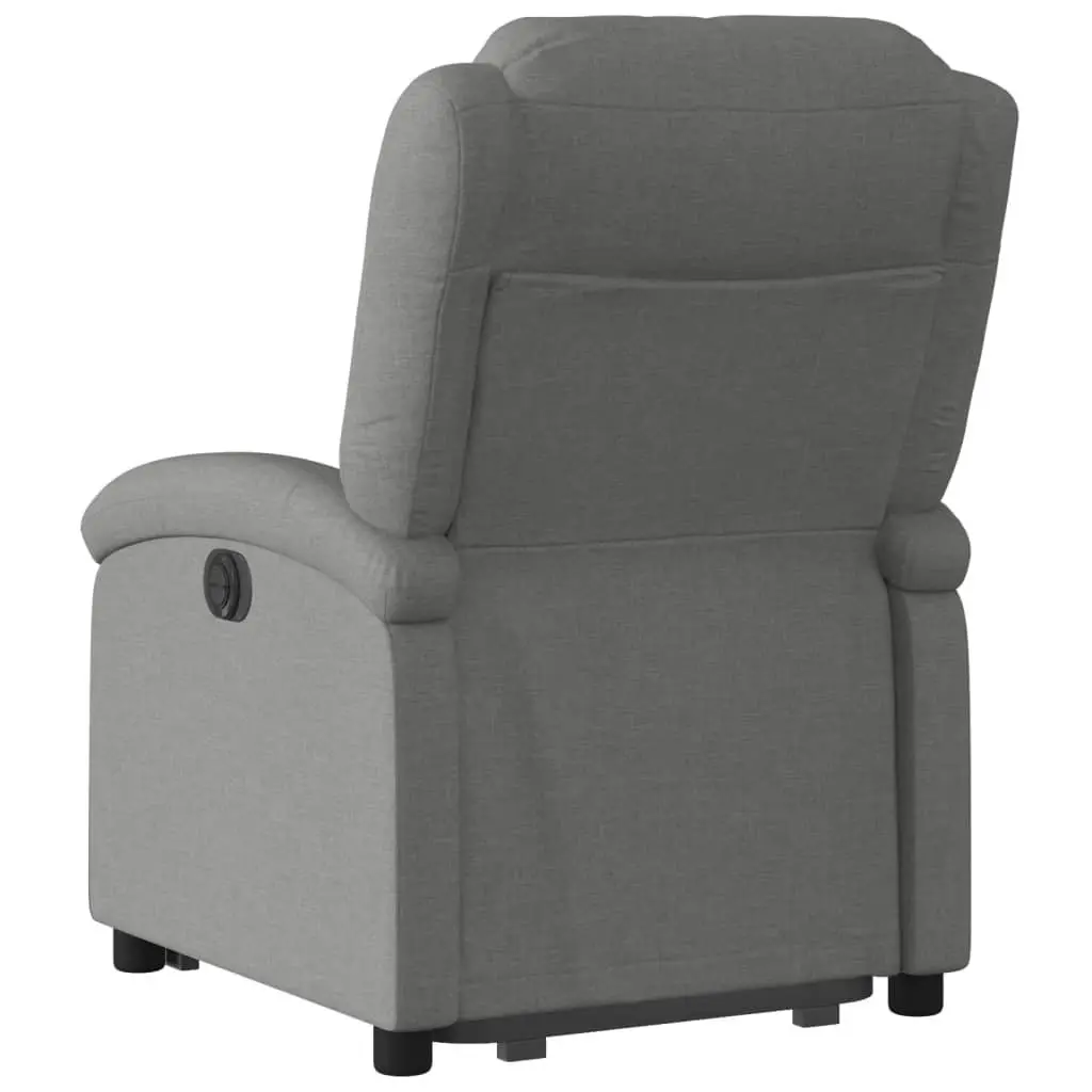 Electric Stand Up Recliner Chair Grey Fabric Lift Armchair with Footrest