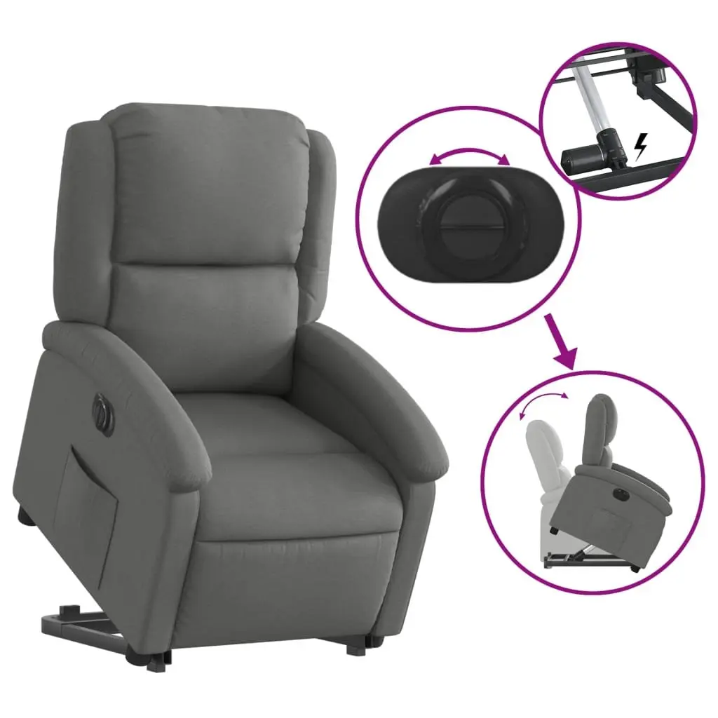 Electric Stand Up Recliner Chair Grey Fabric Lift Armchair with Footrest