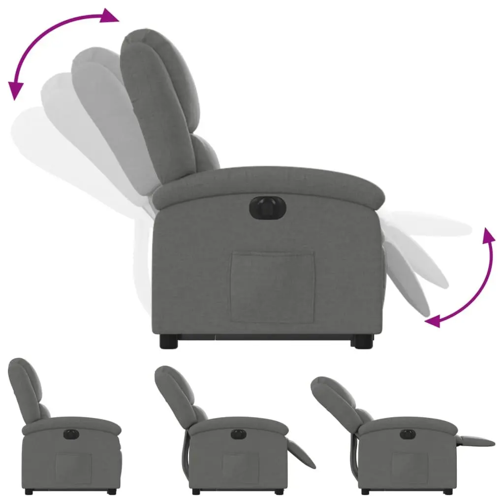 Electric Stand Up Recliner Chair Grey Fabric Lift Armchair with Footrest