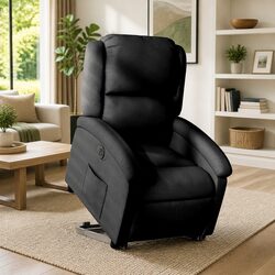 Cozy Electric Stand Up Recliner Chair in Black Fabric
