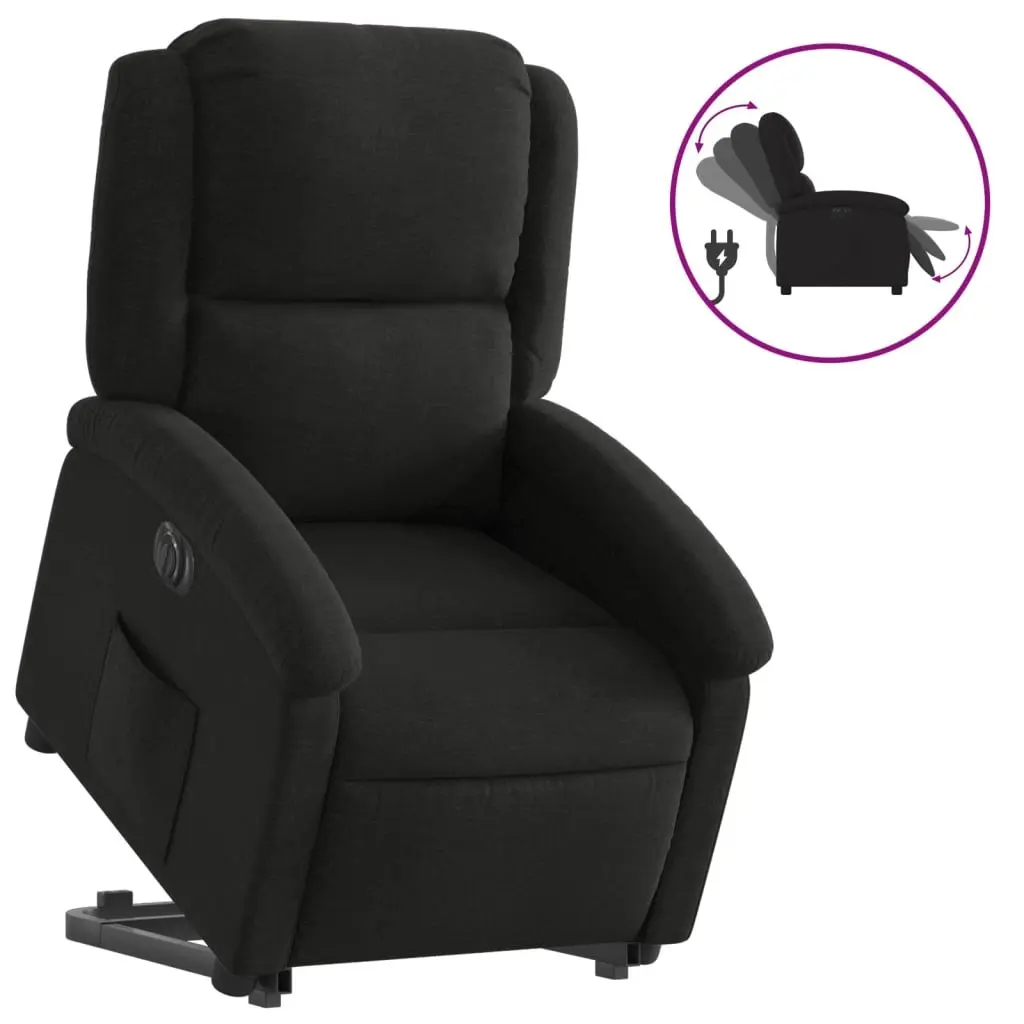 Electric Recliner Chair Black Fabric Lift Armchair for Elderly