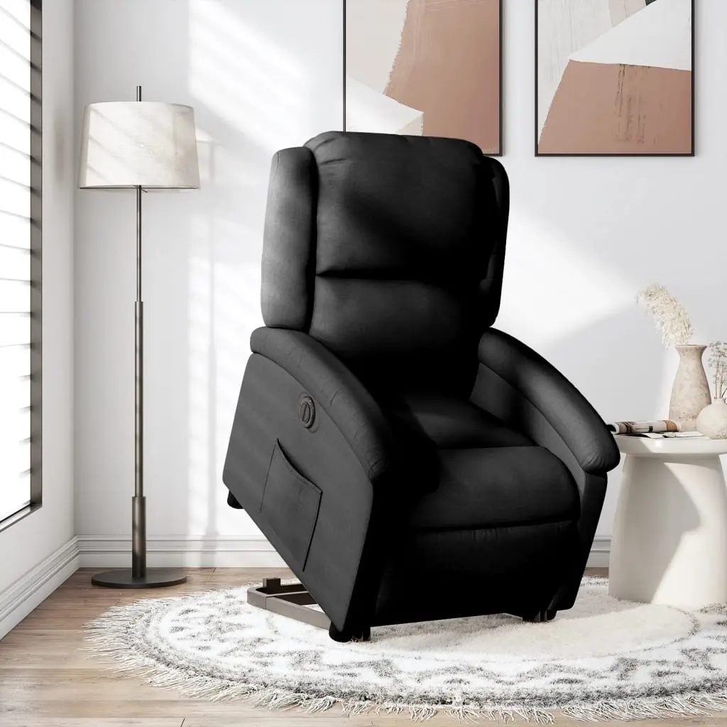 Electric Recliner Chair Black Fabric Lift Armchair for Elderly