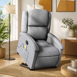 Grey Fabric Electric Massage Recliner Chair for Comfort