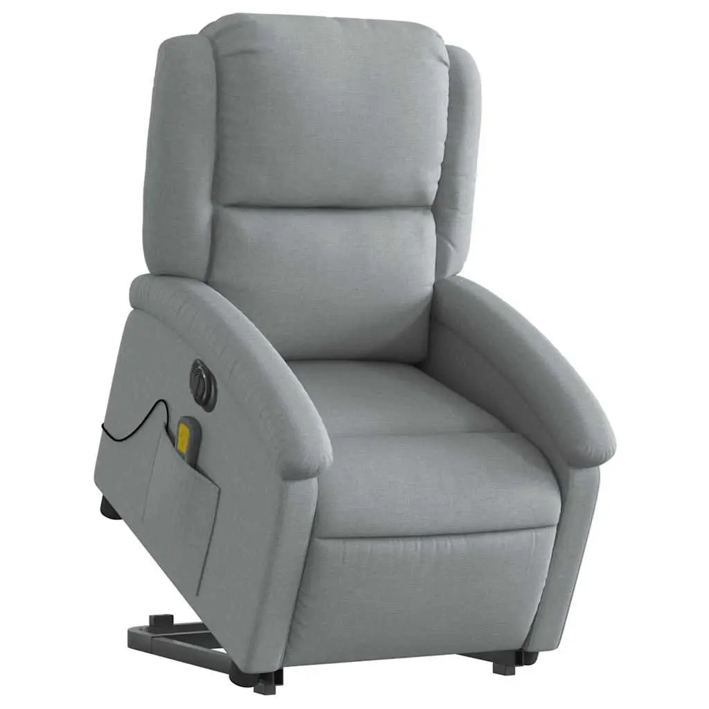Electric Massage Recliner Chair Grey Fabric Power Lift Armchair
