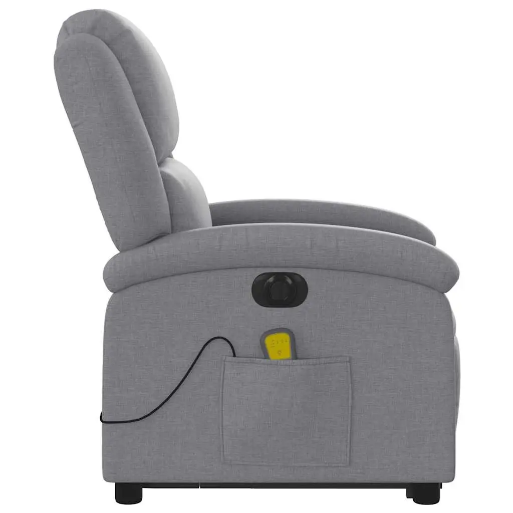 Electric Massage Recliner Chair Grey Fabric Power Lift Armchair