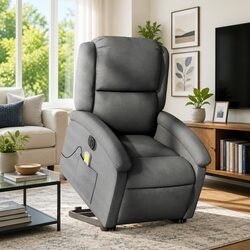Grey Fabric Electric Massage Recliner Chair with Lift