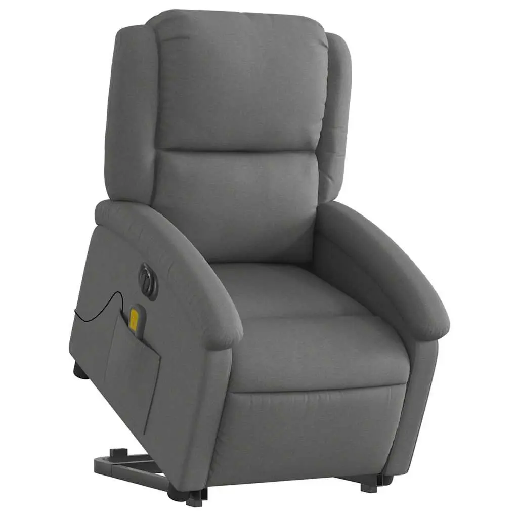 Electric Massage Chair Grey Fabric Stand Up Recliner Armchair