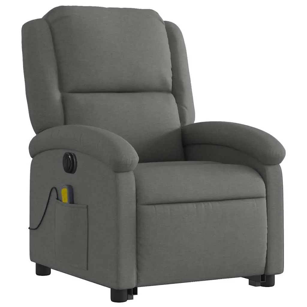 Electric Massage Chair Grey Fabric Stand Up Recliner Armchair