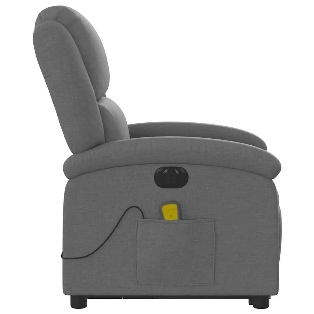 Electric Massage Chair Grey Fabric Stand Up Recliner Armchair