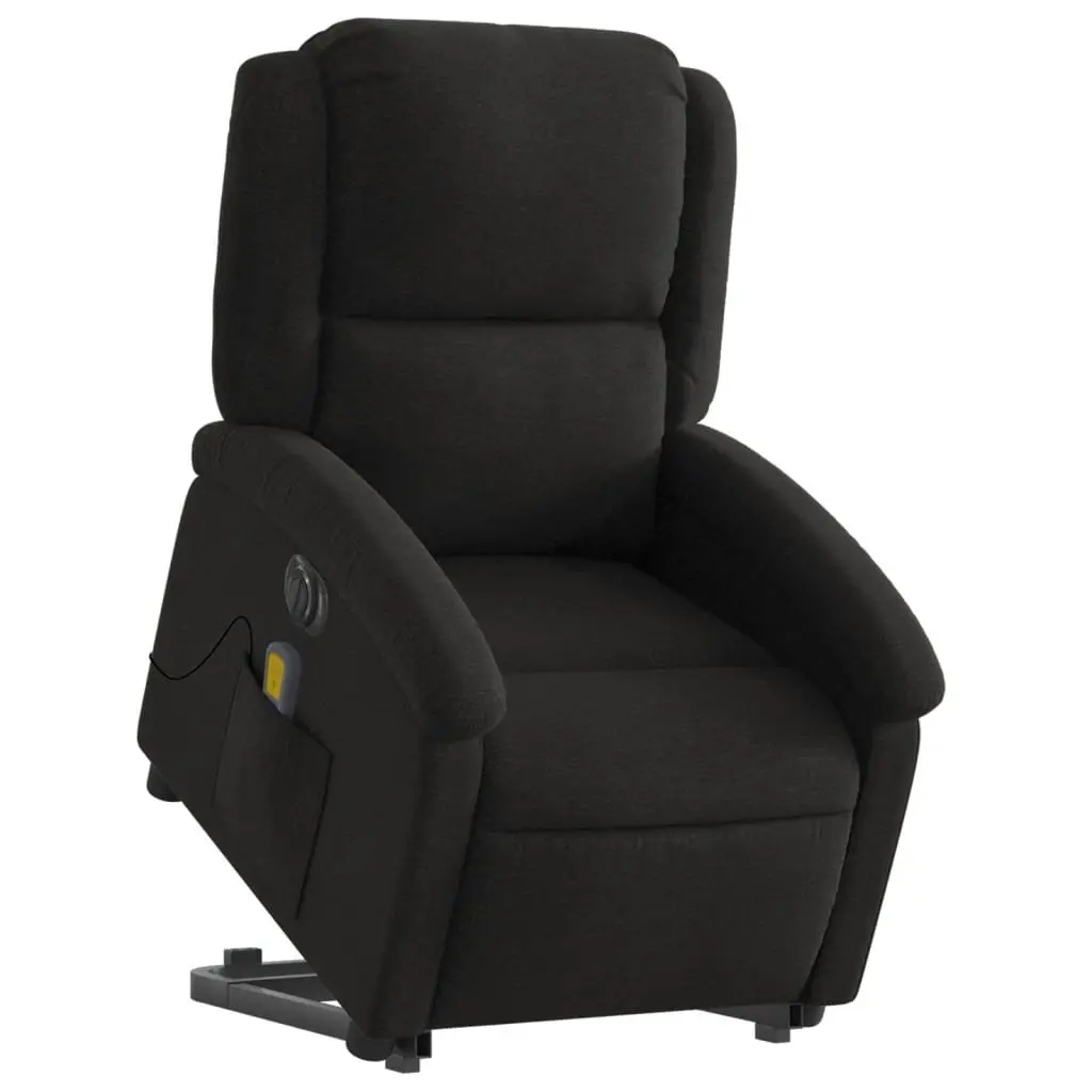 Electric Massage Recliner Chair Black Fabric Power Lift Electric Recline
