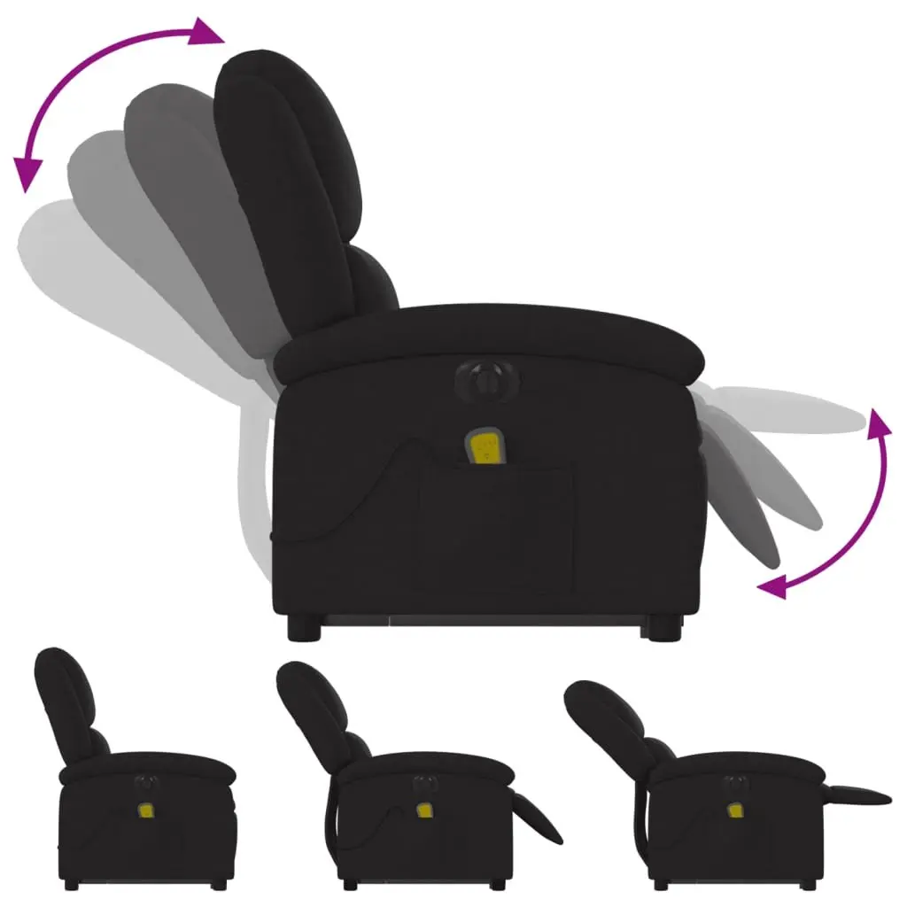 Electric Massage Recliner Chair Black Fabric Power Lift Electric Recline