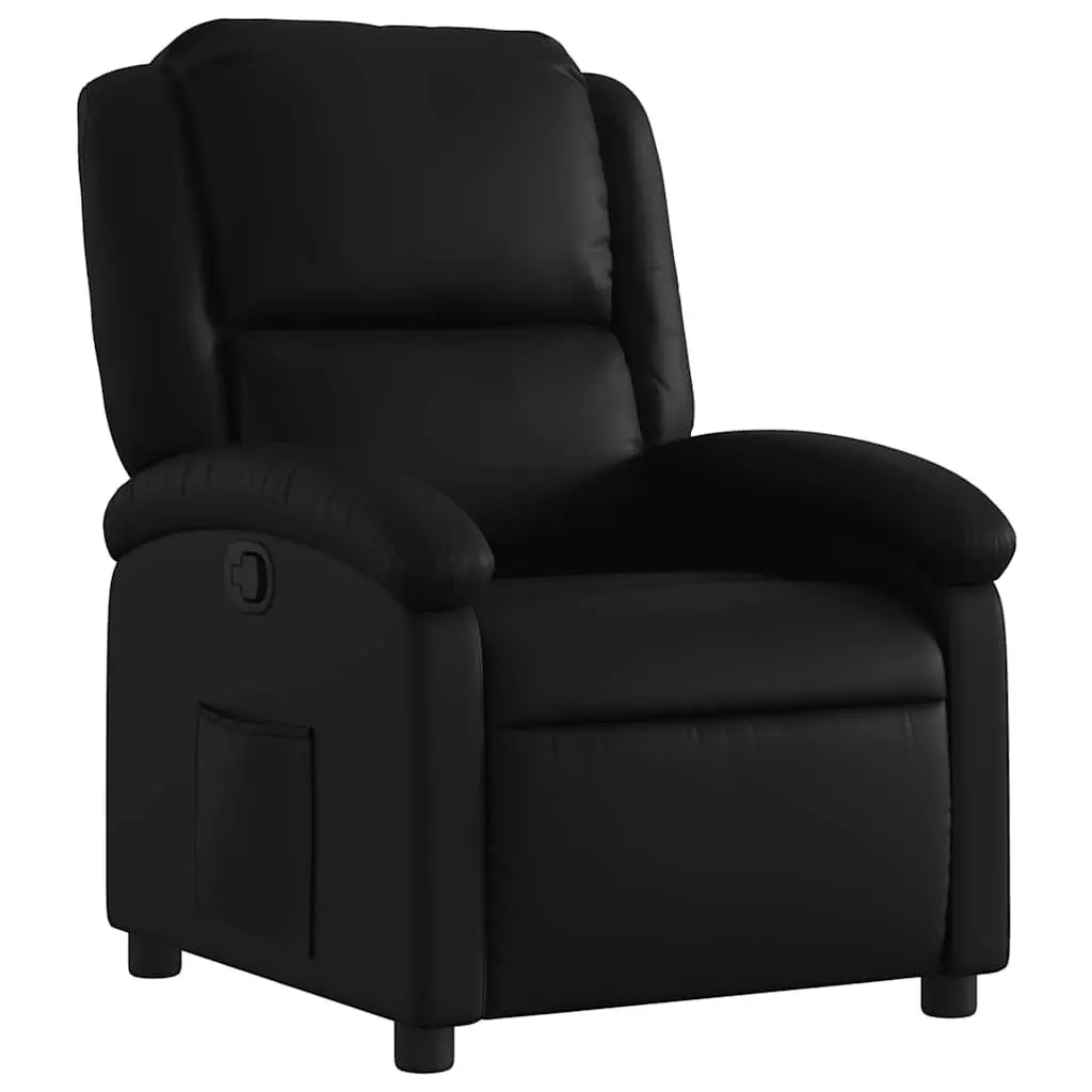 Manual Recliner Chair with Footrest in Padded Black