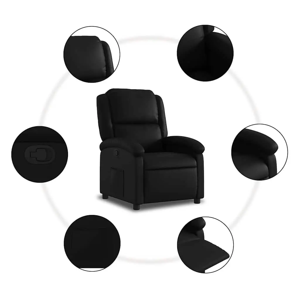Manual Recliner Chair with Footrest in Padded Black