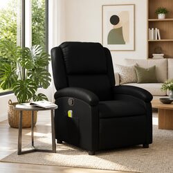 Black Faux Leather Massage Recliner Chair