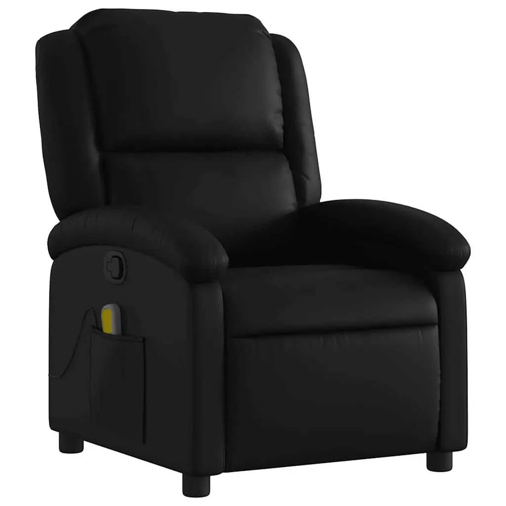 Massage Recliner Chair Black Faux Leather Manual Reclining Armchair 135 Degree Vibration